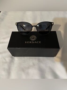 Authentic Versace Black Sunglasses with Gold Medusa Accents